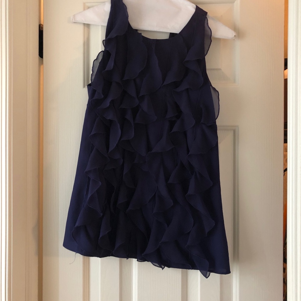 Purple Ruffle Front Top
